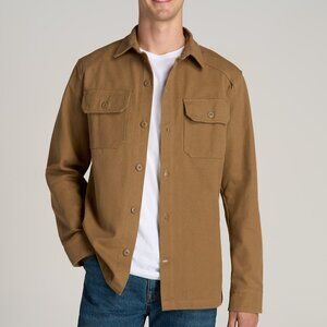 American Tall LJ&S Canvas Shirt Jacket for Tall Men in Sahara Size MM / Tall / S